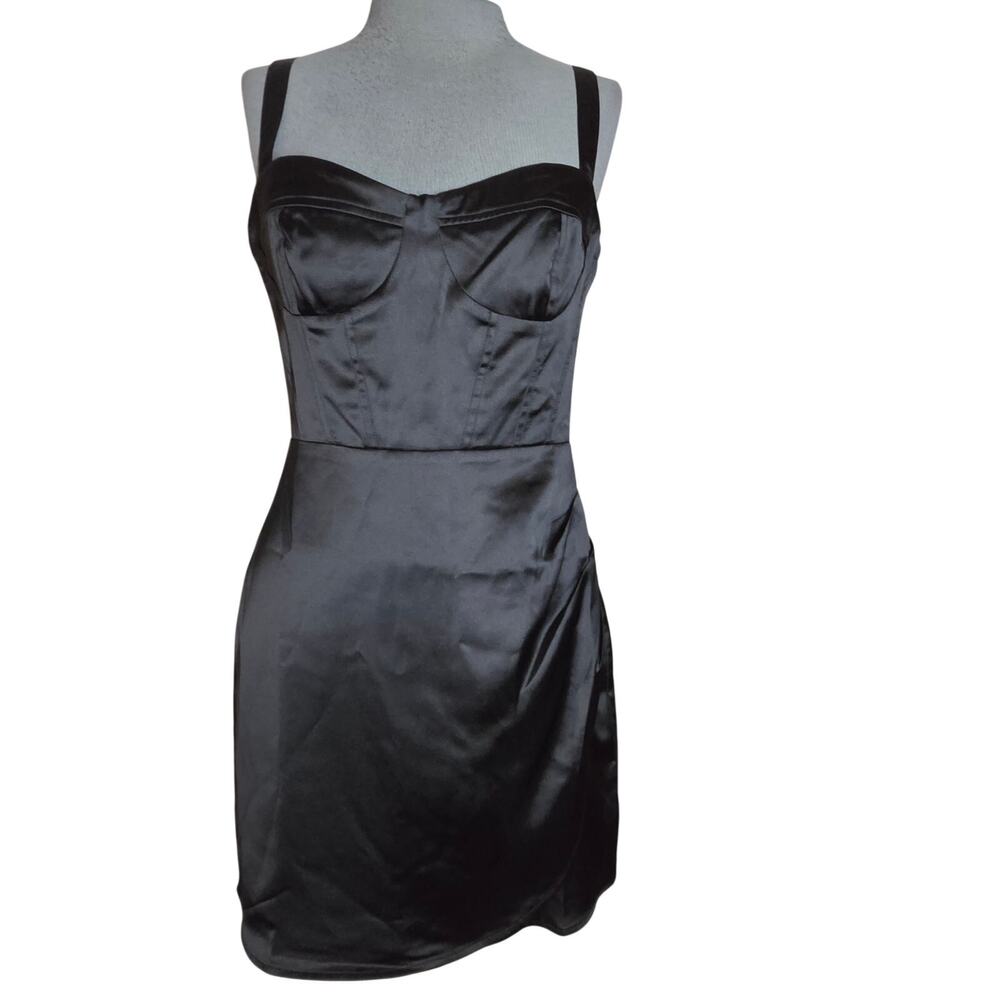 Black Satin Sleeveless Dress Size Small